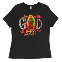 Black With God All Things Are Possible Ladies Tee - RacoonDesign