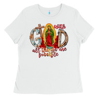 White With God All Things Are Possible Ladies Tee - RacoonDesign