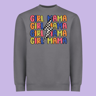 Girl Mama Lightning Bolt Heavyweight Sweatshirt Designed By Maliassmallbusiness