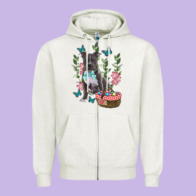 Easter Pitbull Zipper Hoodie Designed By Ranaportraitstore