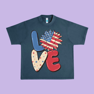 Love 4th Of July Urban Heavy Tee Designed By Maliassmallbusiness