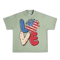 Oil Green love 4th of july Urban Heavy Tee - MaliasSmallBusiness