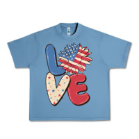 Pebble Blue love 4th of july Urban Heavy Tee - MaliasSmallBusiness