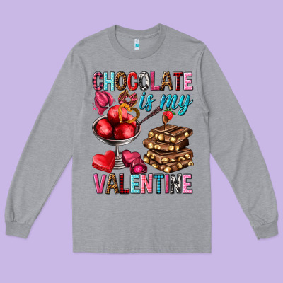 Chocolate Is My Valentine Long Sleeve Tee Designed By Nancycooperartshop