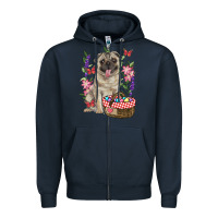 Navy Easter pug Zipper Hoodie - RanaPortraitStore
