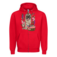 Red Easter pug Zipper Hoodie - RanaPortraitStore