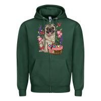 Sports Green Easter pug Zipper Hoodie - RanaPortraitStore