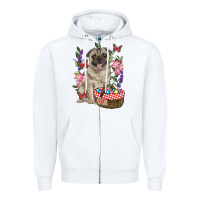 White Easter pug Zipper Hoodie - RanaPortraitStore