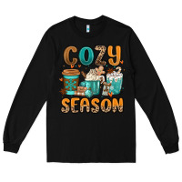 Black cozy season winter coffee cups Long Sleeve Tee - MaliasSmallBusiness
