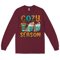 Burgundy cozy season winter coffee cups Long Sleeve Tee - MaliasSmallBusiness