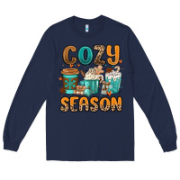 Navy cozy season winter coffee cups Long Sleeve Tee - MaliasSmallBusiness
