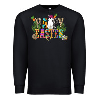 Black Happy Easter with cowboy Easter Day Premium Sweatshirt - HowdyJamesFarm