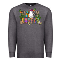 Charcoal Heather Happy Easter with cowboy Easter Day Premium Sweatshirt - HowdyJamesFarm