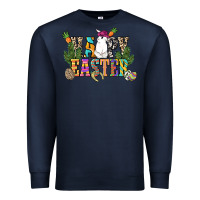 Navy Happy Easter with cowboy Easter Day Premium Sweatshirt - HowdyJamesFarm