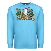 Ocean Blue Happy Easter with cowboy Easter Day Premium Sweatshirt - HowdyJamesFarm