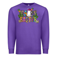 Purple Happy Easter with cowboy Easter Day Premium Sweatshirt - HowdyJamesFarm
