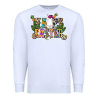 White Happy Easter with cowboy Easter Day Premium Sweatshirt - HowdyJamesFarm