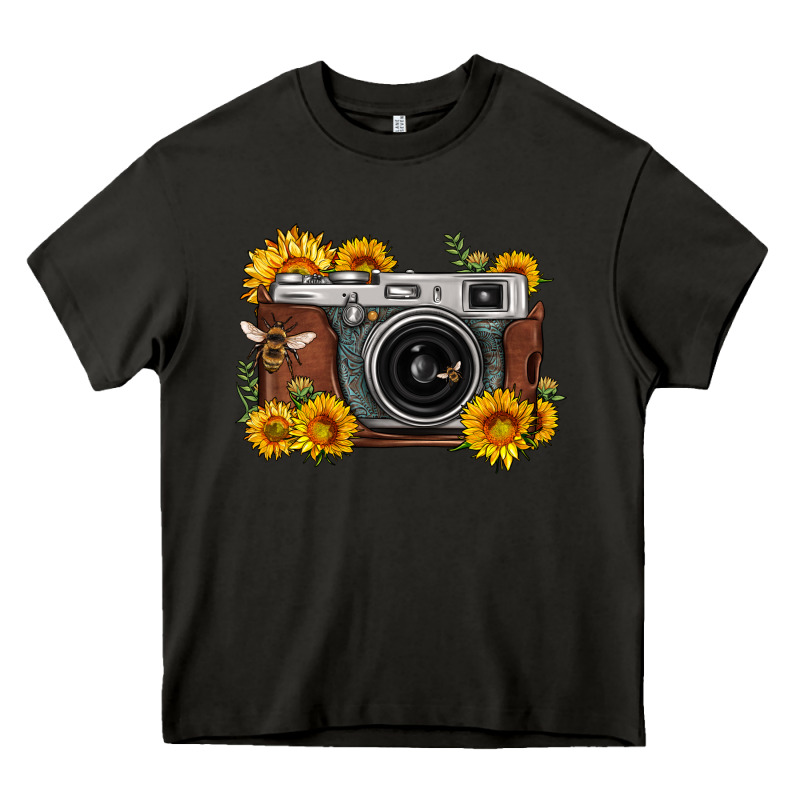 Sunflower Bee Vintage Camera Heavy Core Tee by FaDigitalArtStudio | Teevron