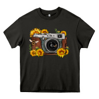 Asphalt sunflower bee vintage camera Heavy Core Tee - FaDigitalArtStudio