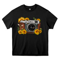 Black sunflower bee vintage camera Heavy Core Tee - FaDigitalArtStudio