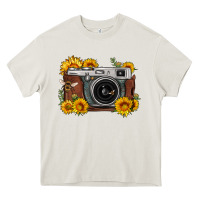 Cream sunflower bee vintage camera Heavy Core Tee - FaDigitalArtStudio