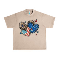 French Oak american flag leopard hearts Urban Heavy Tee - MaliasSmallBusiness
