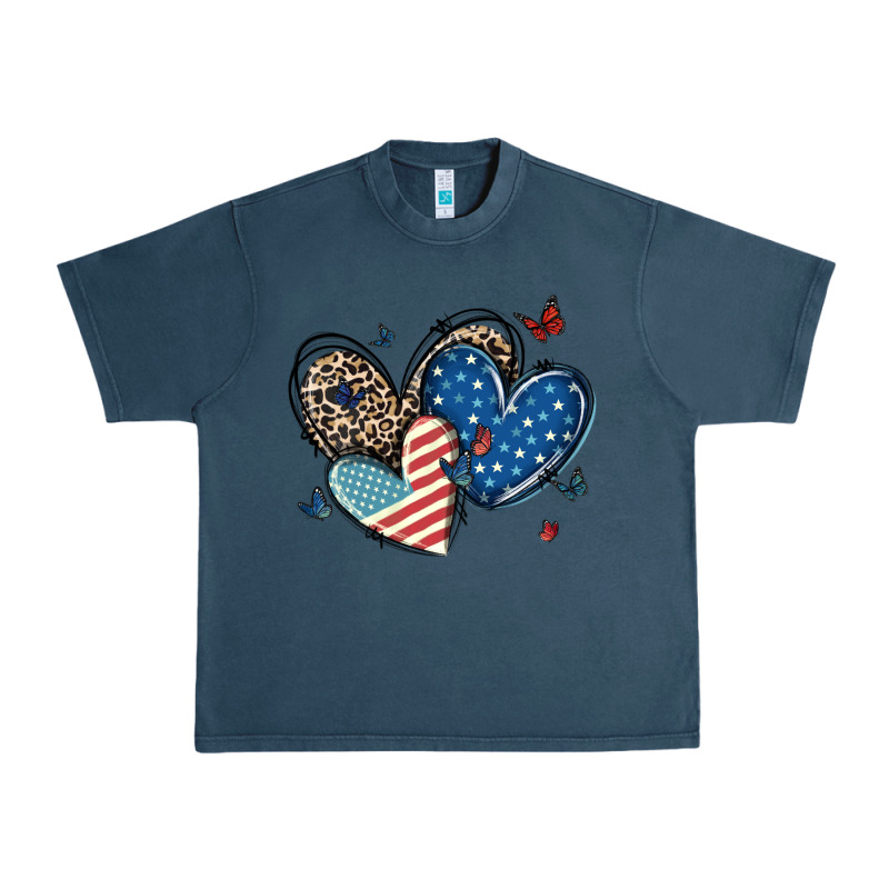 American Flag Leopard Hearts Urban Heavy Tee by MaliasSmallBusiness | Teevron