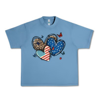Pebble Blue american flag leopard hearts Urban Heavy Tee - MaliasSmallBusiness