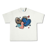 Pistachio american flag leopard hearts Urban Heavy Tee - MaliasSmallBusiness