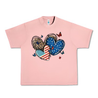 Salmon american flag leopard hearts Urban Heavy Tee - MaliasSmallBusiness