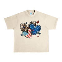 Sandshell american flag leopard hearts Urban Heavy Tee - MaliasSmallBusiness