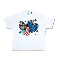 White american flag leopard hearts Urban Heavy Tee - MaliasSmallBusiness