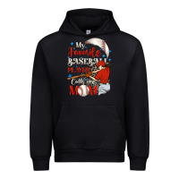 Black My favorite baseball player calls me mom Urban Hoodie - FaDigitalArtStudio