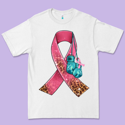 Cancer Ribbon And Boxing Gloves Premium Tee Designed By Adodesignshop