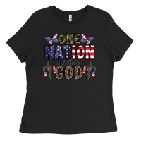 Black one nation under god Ladies Tee - CowhideDigitalArt