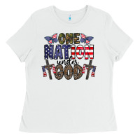 White one nation under god Ladies Tee - CowhideDigitalArt