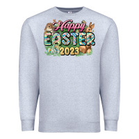 Heather Grey Happy Easter 2023 Premium Sweatshirt - HowdyJamesFarm