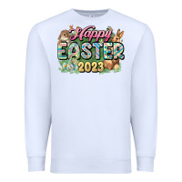 White Happy Easter 2023 Premium Sweatshirt - HowdyJamesFarm