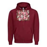 Burgundy Easter Quail Eggs And Leopard Bunny Zipper Hoodie - RanaPortraitStore