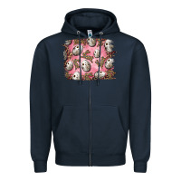 Navy Easter Quail Eggs And Leopard Bunny Zipper Hoodie - RanaPortraitStore