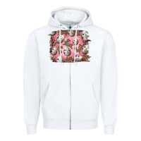 White Easter Quail Eggs And Leopard Bunny Zipper Hoodie - RanaPortraitStore