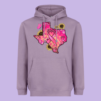 Texas Map Cancer Heavyweight Hoodie Designed By Howdyjamesfarm