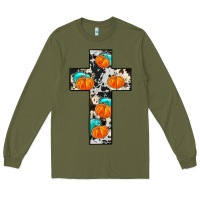 Army Green pumpkin cross Long Sleeve Tee - JahusDesignShop