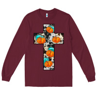 Burgundy pumpkin cross Long Sleeve Tee - JahusDesignShop