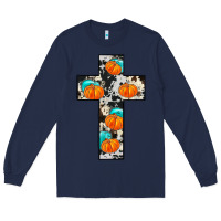 Navy pumpkin cross Long Sleeve Tee - JahusDesignShop