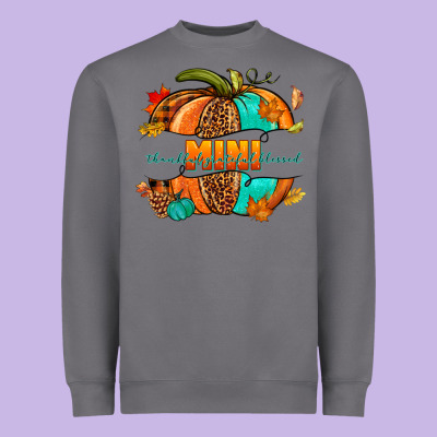 Thankful Grateful Blessed Mini Pumpkin Heavyweight Sweatshirt Designed By Nancycooperartshop