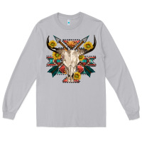 Moon Dust aztec western bull skull Long Sleeve Tee - NancyCooperArtShop