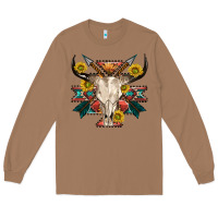 Toasted Coconut aztec western bull skull Long Sleeve Tee - NancyCooperArtShop