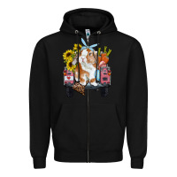 Black Easter truck with bunny sunflowers and eggs Zipper Hoodie - RanaPortraitStore
