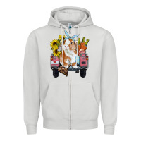 Dove Grey Easter truck with bunny sunflowers and eggs Zipper Hoodie - RanaPortraitStore